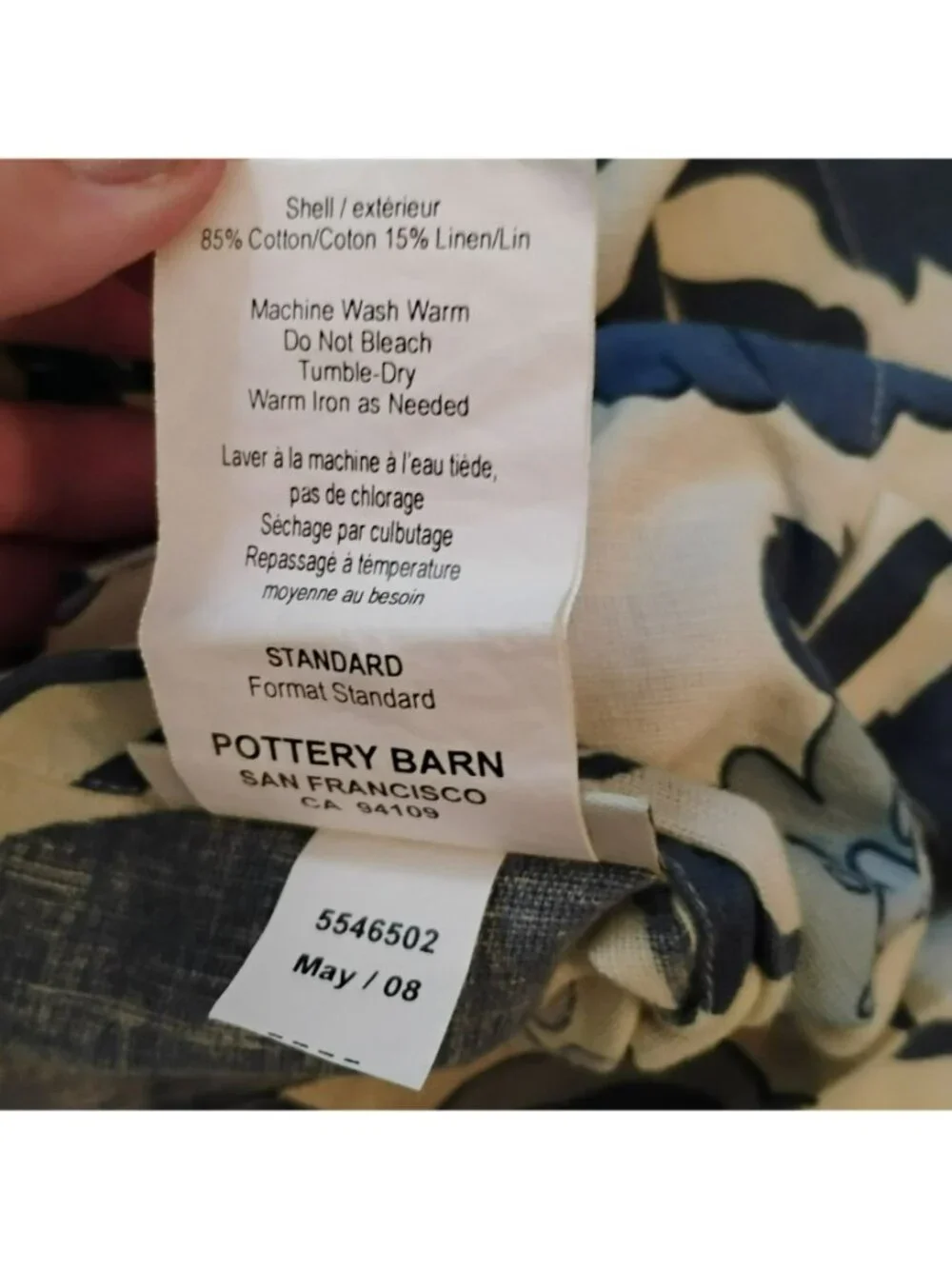 Pottery Barn Palampore Blue Cream Linen Blend Queen Duvet Cover & 2 Shams Set